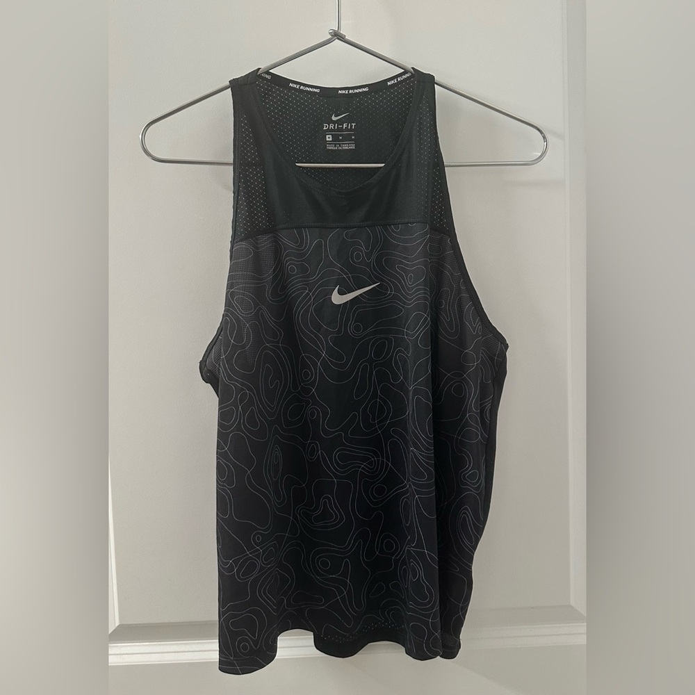 Nike Women' Miler Run Division Black Printed Running Tank | Size M - Picture 1 of 2